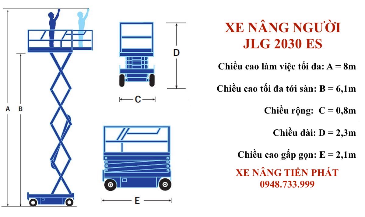 Xe nâng người 8m JLG 2030ES