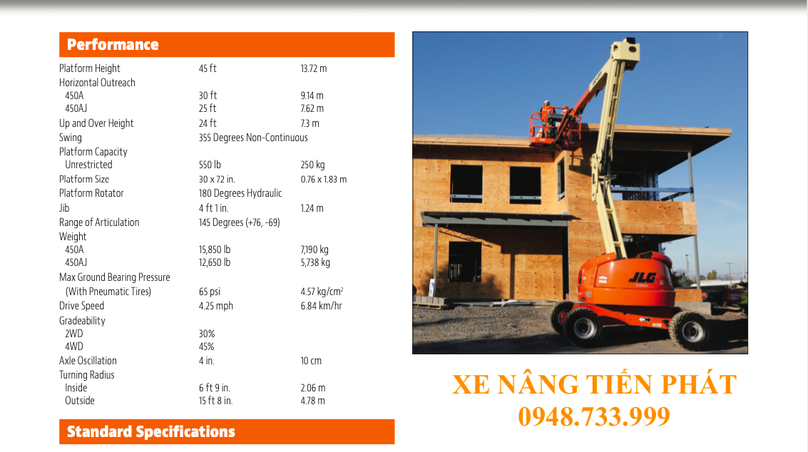 Cho thuê xe nâng người 16m JLG 450AJ