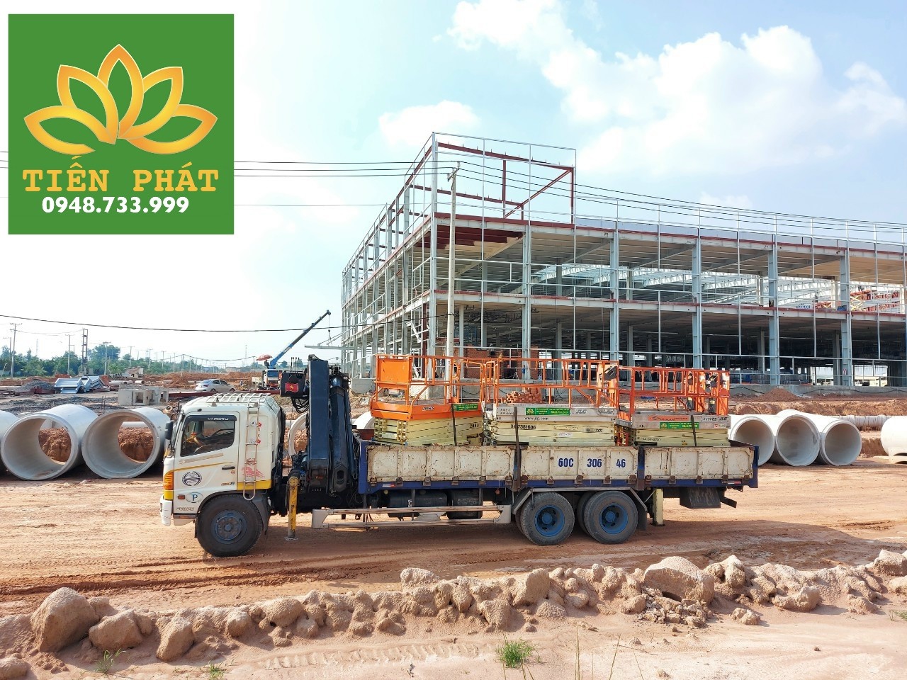 Vận chuyển xe nâng người cho thuê tại KCN Đất Đỏ, Vũng Tàu